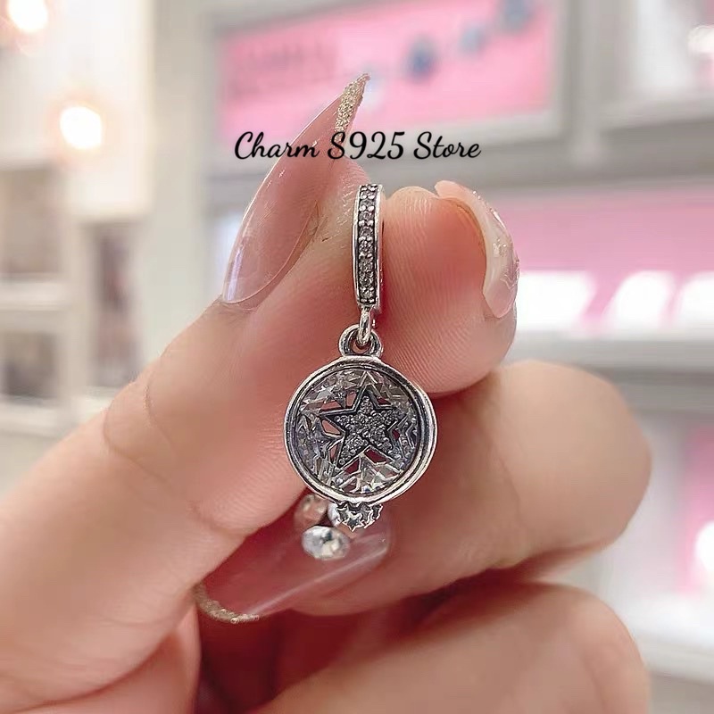 charm pan treo ngôi sao đính đá trắng bạc s925 cao cấp
