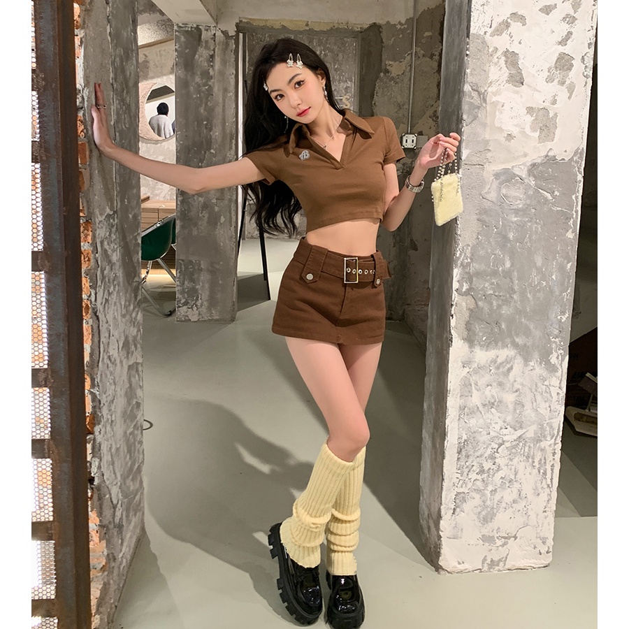 Quần Short Lưng Cao Phối Khóa Thời Trang Đường Phố Cá Tính Cho Nữ