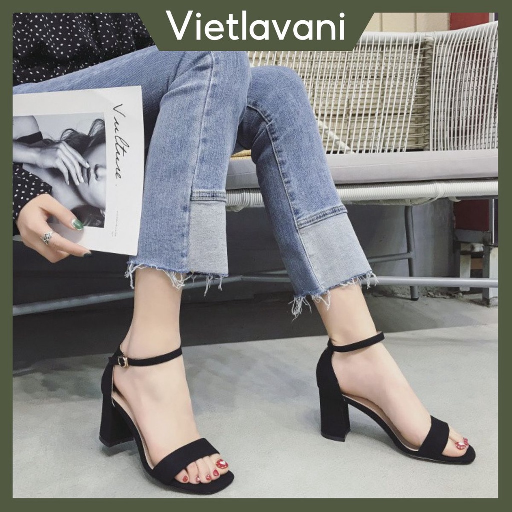 Giày Sandal Nữ Quai Ngang Đế vuông màu đen Gót Cao 5CM ( HÀNG ĐẸP) -  MÃ S1