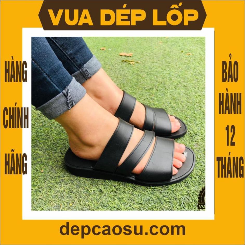 Dép đế cao 2.5cm 3 quai chéo, được làm thủ công của VUA DÉP LỐP Phạm Quang Xuân, ảnh thật, bảo hàng và sẵn hàng