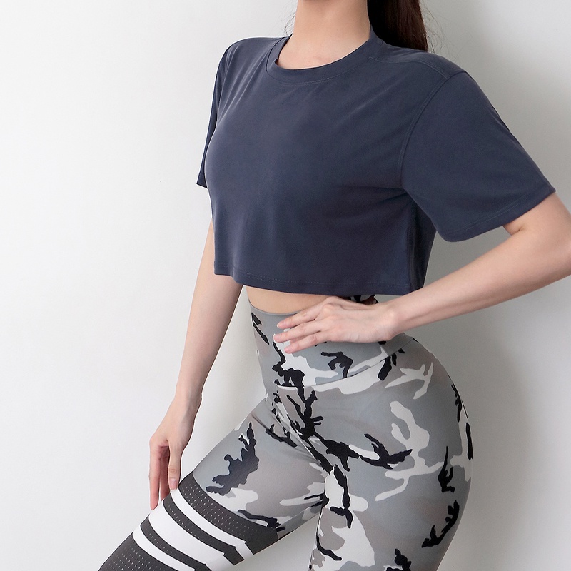 Áo thun thể thao ANRAN tay ngắn dáng rộng quyến rũ trẻ trung thời trang dành cho nữ