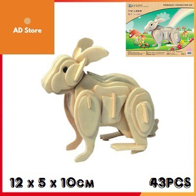 Đồ chơi lắp ghép gỗ 3D Combo mô hình động vật ngẫu nhiên