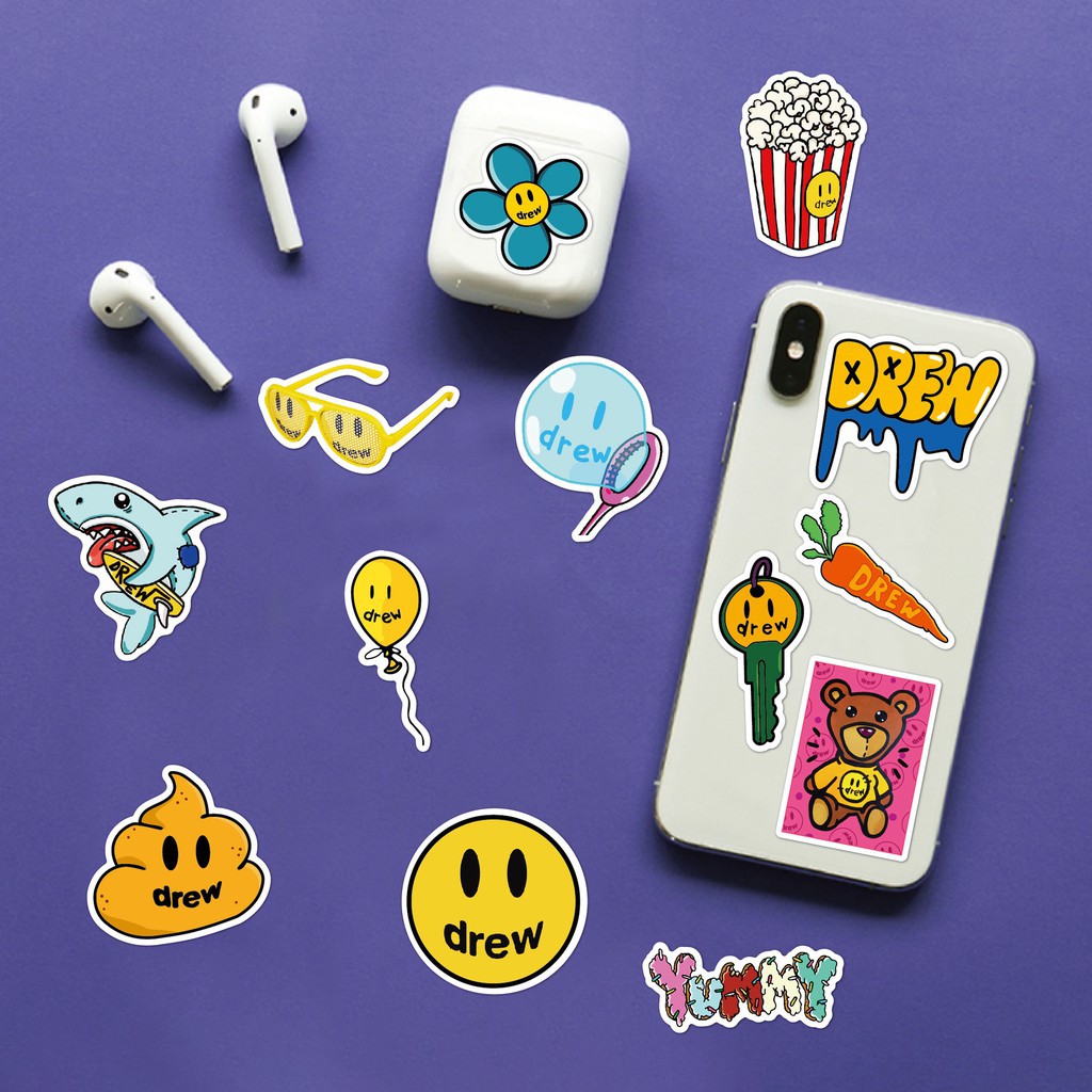 SET 54 MIẾNG STICKER DREW HOUSE JUSTIN BIEBER SIÊU CHẤTCHỐNG NƯỚC DÁN VALI DÁN ĐIỆN THOẠI DÁN XE ĐẠP DÁN ĐÀN