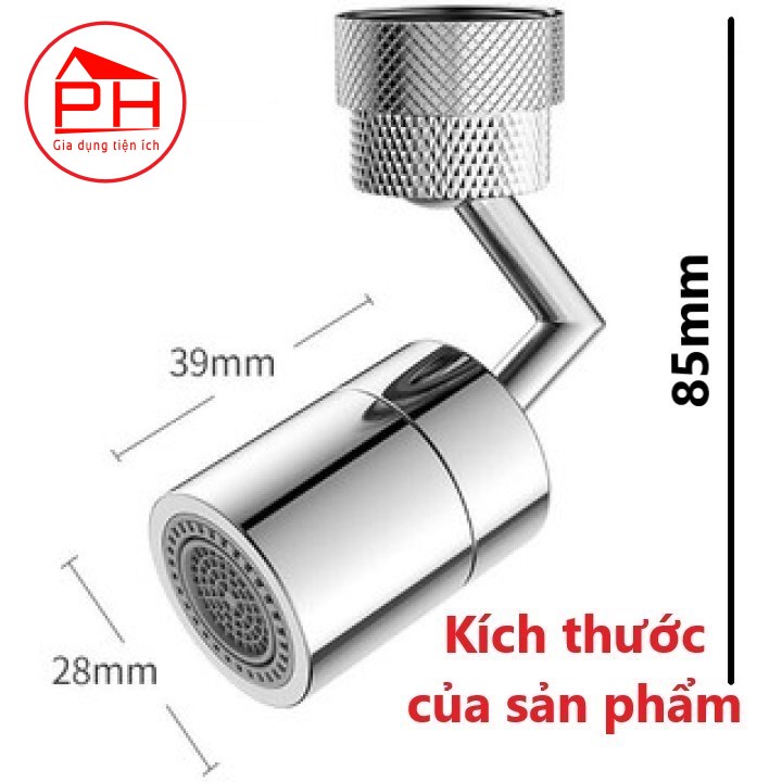 ĐẦU NỐI TĂNG ÁP VÒI NƯỚC bồn rửa chén bát bồn lavabo rửa mặt (Xoay 720 độ) thiết kế thông minh - Gia dụng Phước Hòa