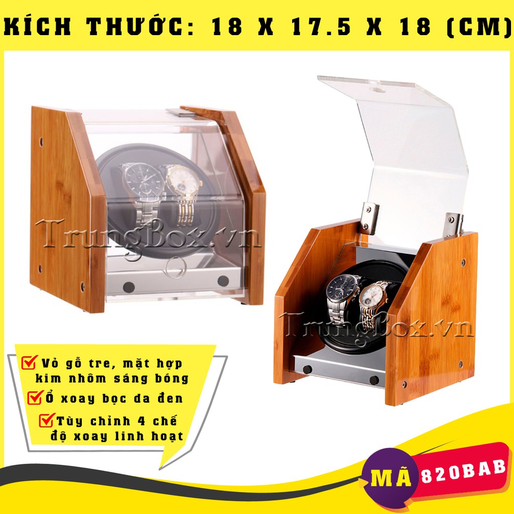 [MOTOR NHẬT] Hộp Xoay Đồng Hồ Cơ 1 &amp; 2 Ngăn - Vỏ Da &amp; Vỏ Gỗ | SAIKE chính hãng