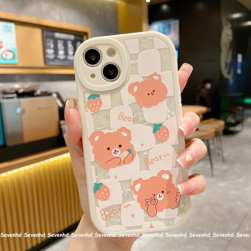 Ốp Điện Thoại Mềm Hình Gấu Uống Trà Sữa Cho iPhone 13 12 11 Pro Max SE 2020 7 8 6 6s Plus