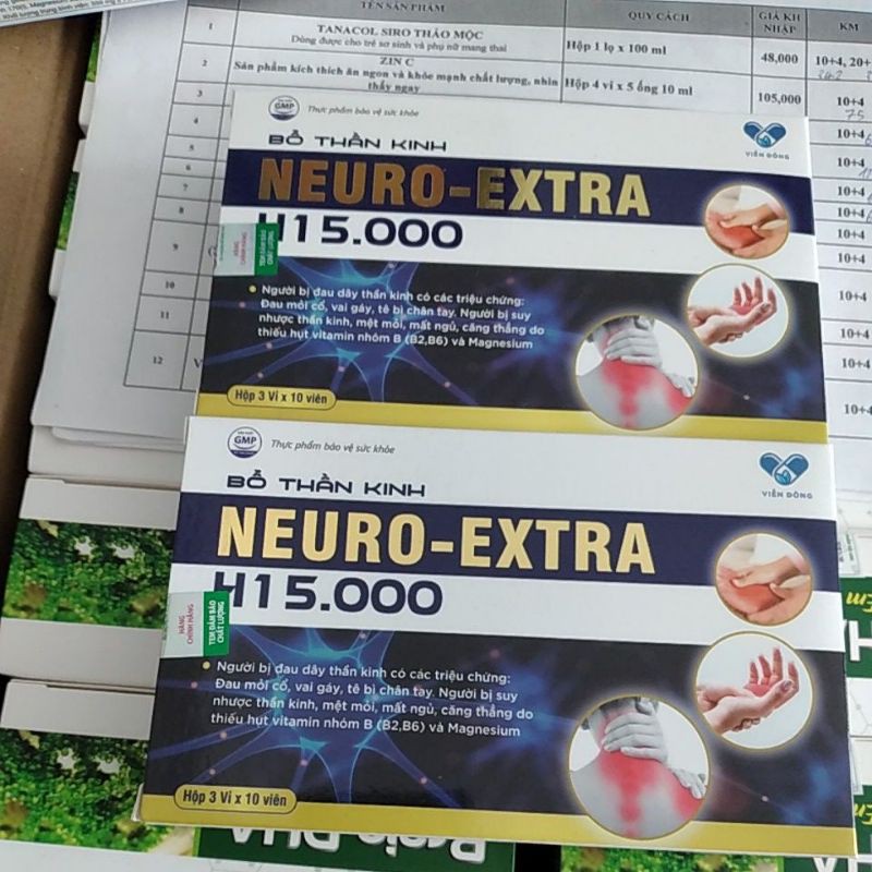 Viên uống bổ thần kinh Neuro Extra H15000 giảm đau thần kinh, đau cổ vai gáy, tê bì chân tay, hạn dùng 2026