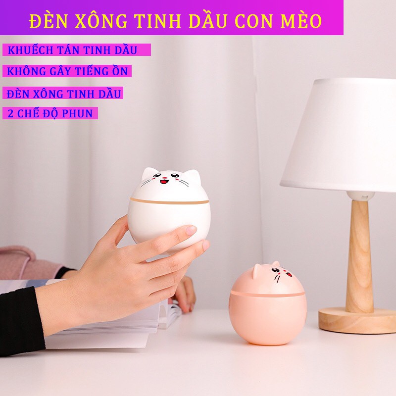 Máy Xông Tinh Dầu Mini - Máy Xông Tinh Dầu Con Mèo Siêu Dễ Thương 300ML DX70