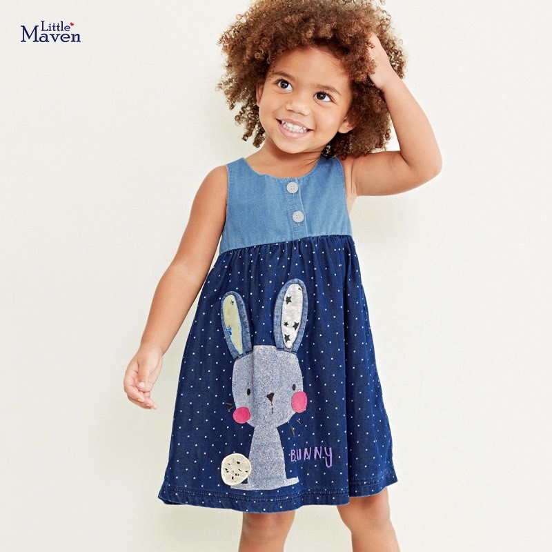 Váy sát nách xanh chấm bi thỏ LMS0882- JUMPING BEANS Official Store
