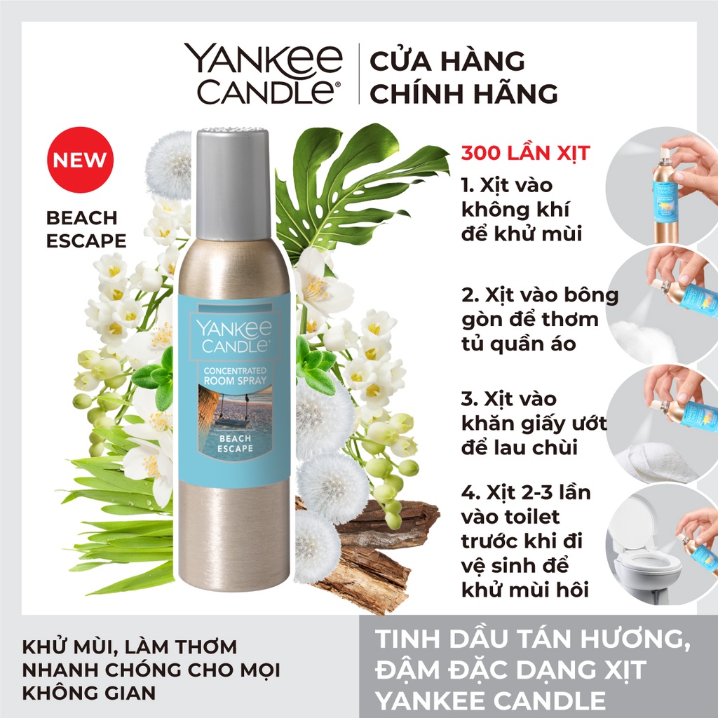 Tinh dầu tán hương đậm đặc dạng xịt Yankee Candle - Beach Escape (42.5g)