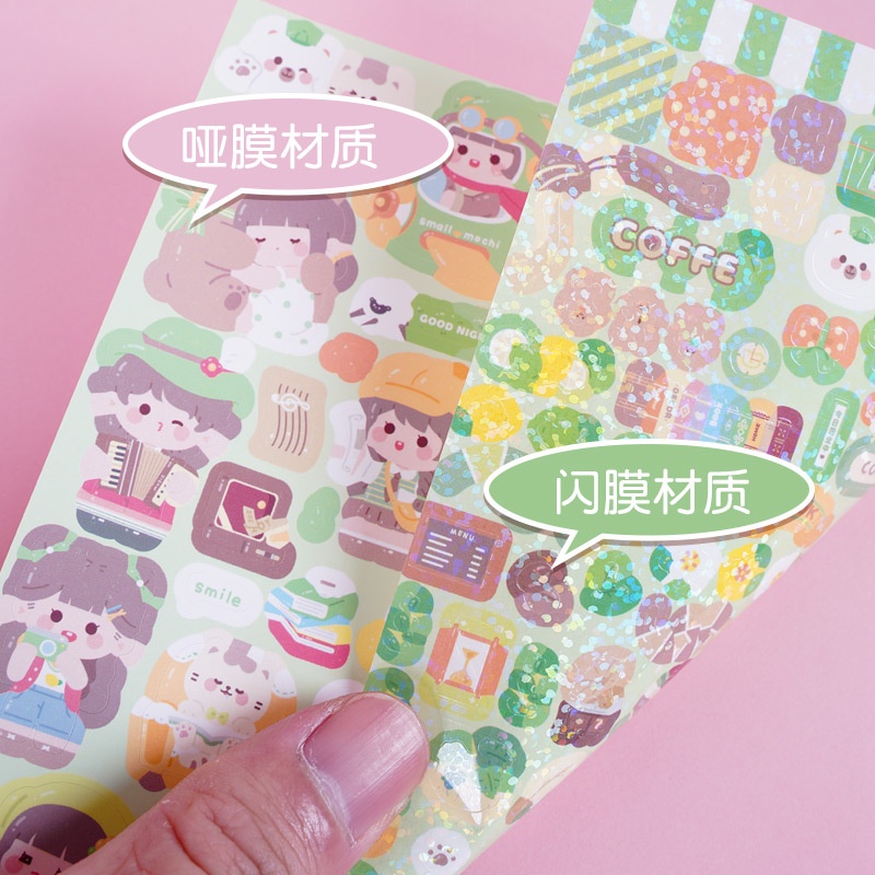 Peach 2Pcs Cute soft cute cartoon character stickers Journal Scrapbook Decor Sticker