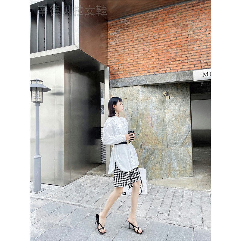 Guốc kẹp quai mảnh gót nhọn 6p mũi vuông GK GURI G14