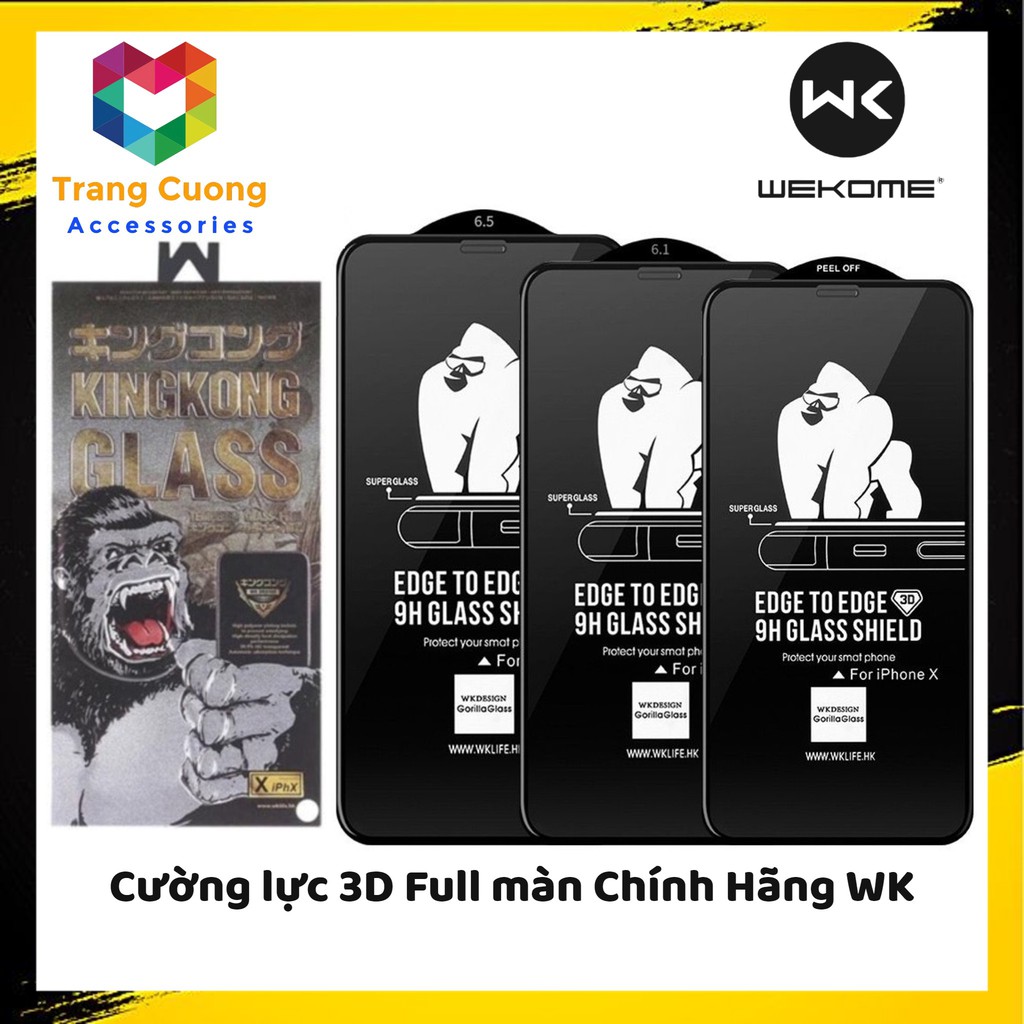 [🔥CHÍNH HÃNG🔥] Kính Cường lực 3D WK KingKong HỘP SẮT Full màn cho IPhone - Full Mã IPhone