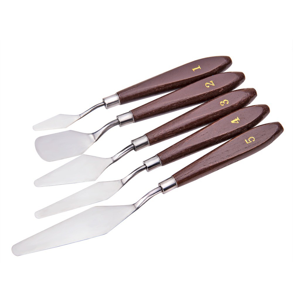 SeamiArt 5 Pcs. Stainless Steel Oil Painting Scraper Oil Painting