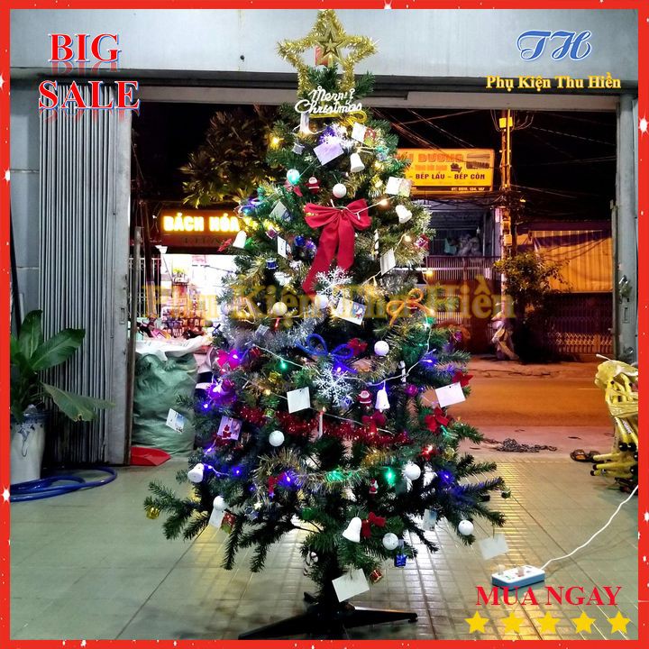 Cây thông noel 1m8 trang trí giáng sinh cho nhà cửa, phòng khách, phòng ngủ Full phụ kiện trang trí (180cm)