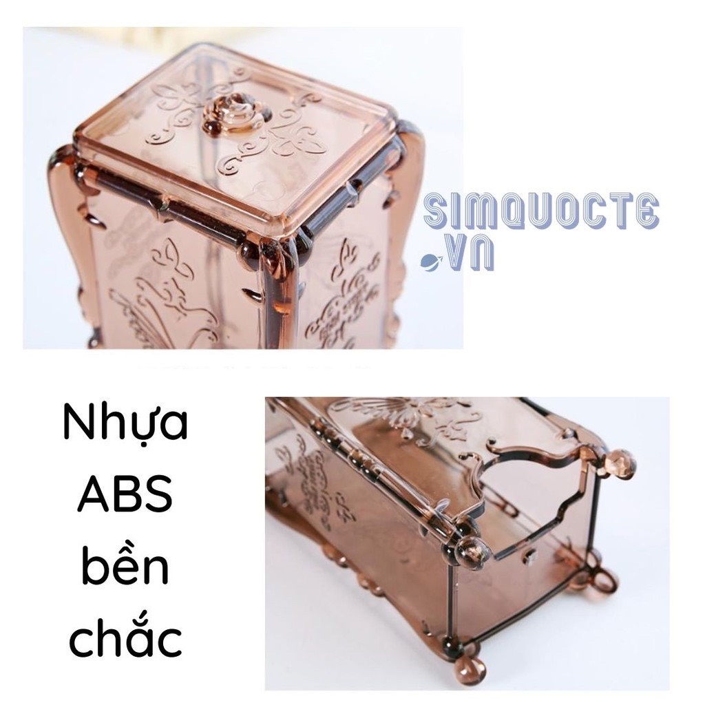 Hộp đựng bông tẩy trang vintage chống bụi có nắp