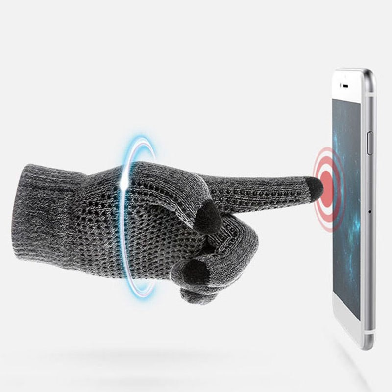 Cặp găng tay dệt kim hỗ trợ chạm cảm ứng màn hình điện thoại tiện dụng dành cho nam và nữ