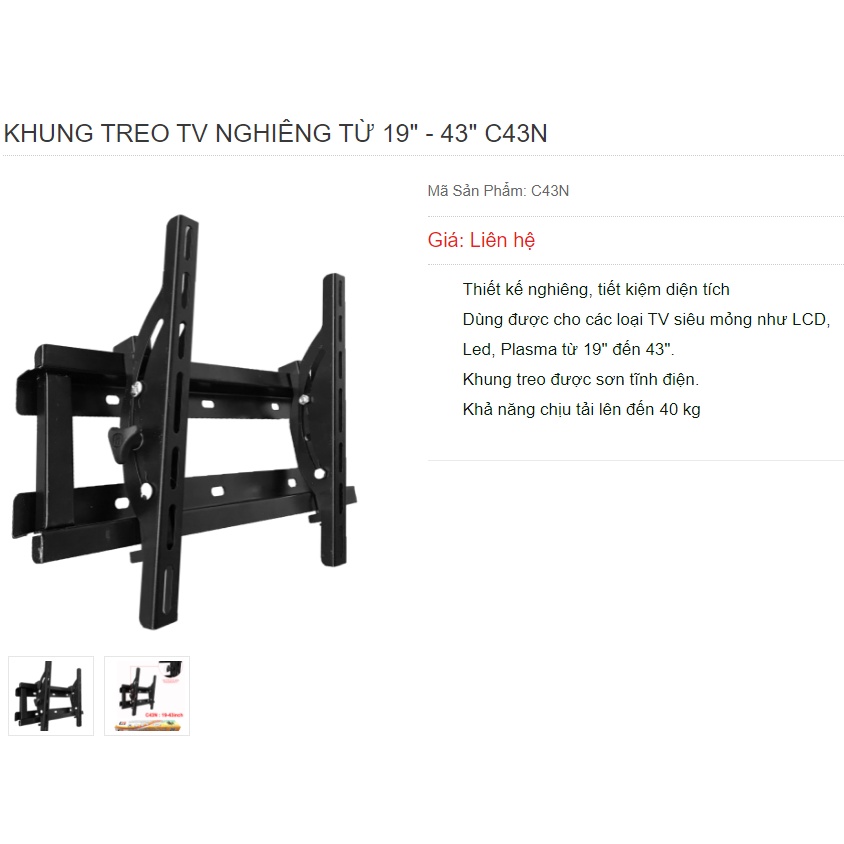 KHUNG TREO TV NGHIÊNG TỪ 19" - 43INCH" C43N