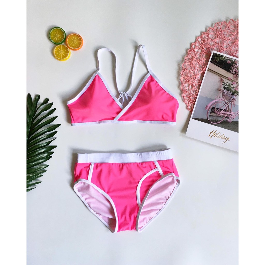 Bikini đắp chéo viền trắng (6 màu)
