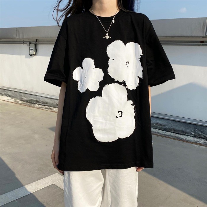 [Áo phông nữ] Áo phông nữ form rộng tay lỡ 2021, áo thun nữ đẹp màu trắng,đen chất cotton xịn