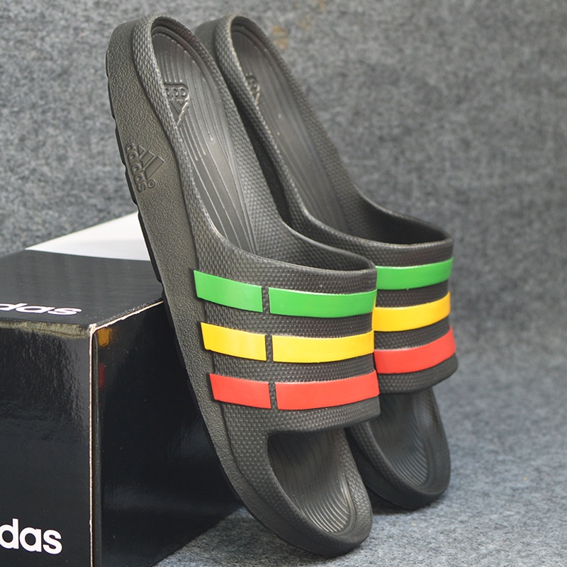 Dép Nam Nữ Thời Trang Chính Hãng màu đen sọc xanh vàng đỏ