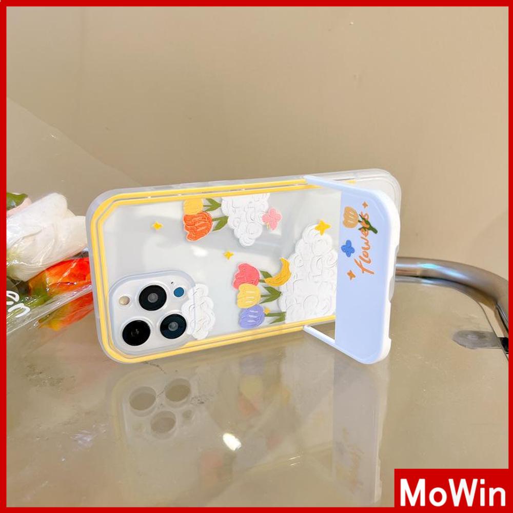 iPhone Case Acrylic Invisible Folding Stand Silicone Soft Case Airbag Shockproof Cover Camera Flower Cloud Compatible For iPhone 11 Pro Max 13 Pro Max 12 Pro Max 7Plus xr XS Max