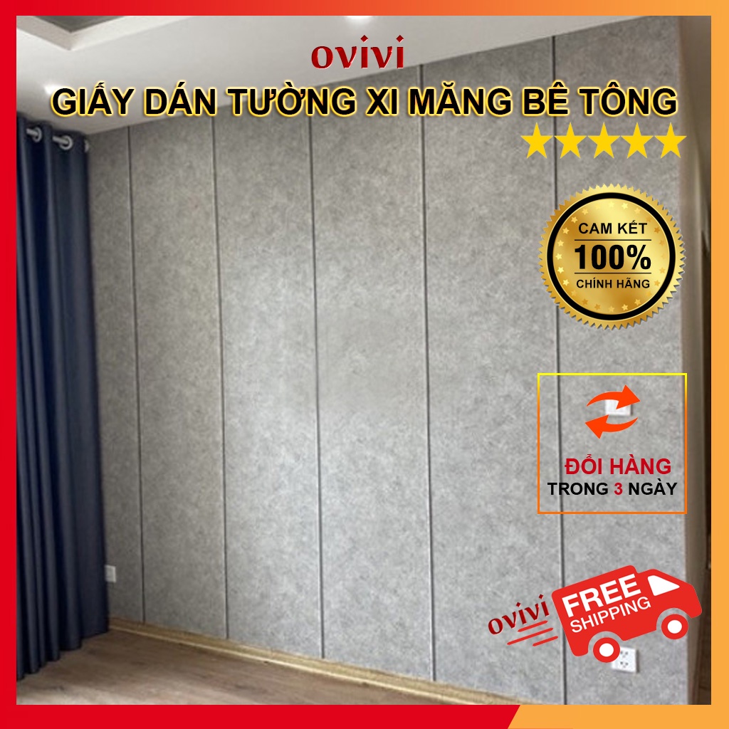 Giấy dán tường hàn quốc giả Xi Măng Bê Tông 3D dán phòng ngủ phòng khách shop thời trang studio đẹp giá rẻ