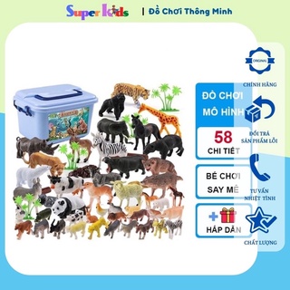 [Loại 1] Bộ Động Vật 58 Chi Tiết, Thùng Động Vật Mô Hình Thú, Đồ Chơi Con Vật Mô Phỏng Hình Thú Bằng Nhựa Cao Cấp Cho Bé