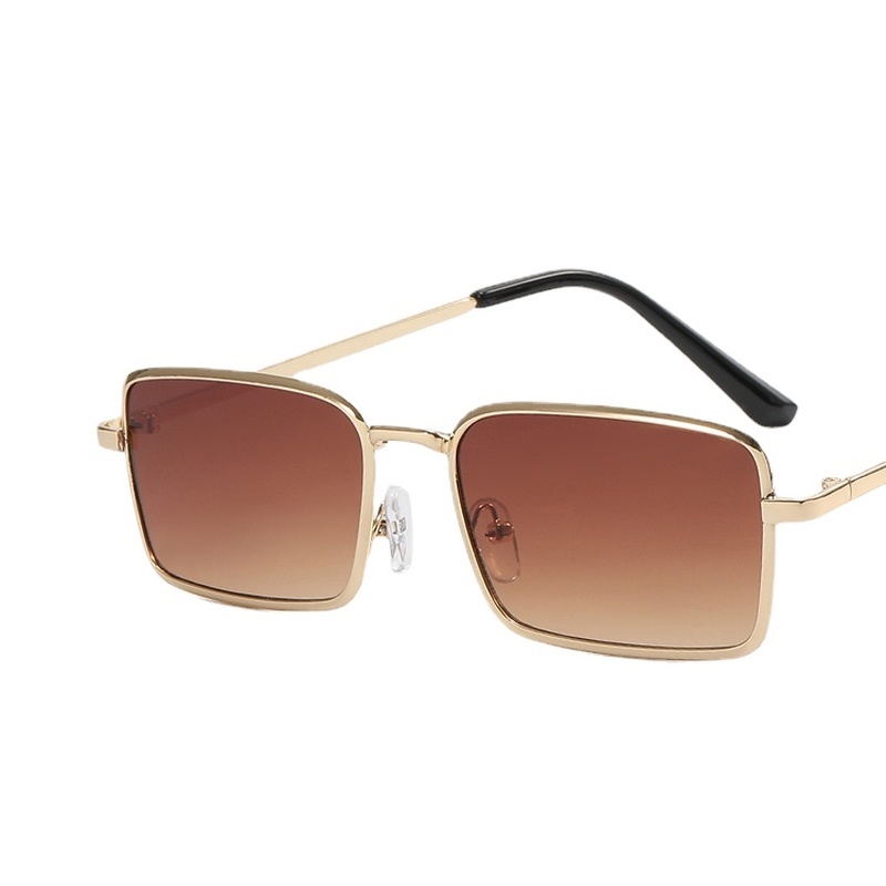 (KIQI-FASHION) COD Kính Mát Gọng Vuông Kim Loại Chống Tia Uv400 Thời Trang Dành Cho Nam Và Nữ