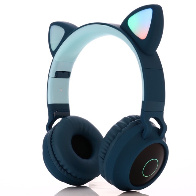 (5 màu)Tai nghe Bluetooth tai mèo phát sáng full hộp chính hãng WIRELESS BT028C, cat ear headphones âm thanh siêu hay