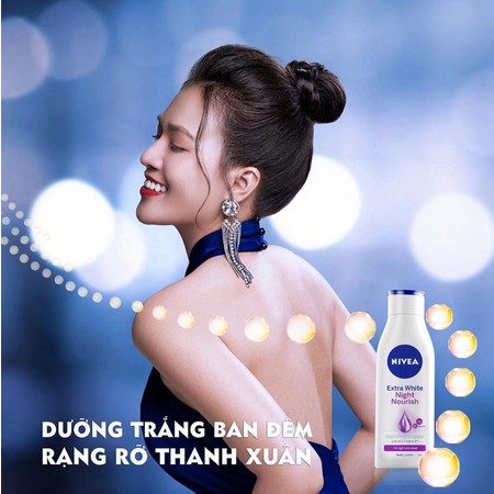 Sữa Dưỡng Thể Dưỡng Trắng Da Ban Đêm Nivea Extra White Night Nourish Body Lotion 400ml - Tím