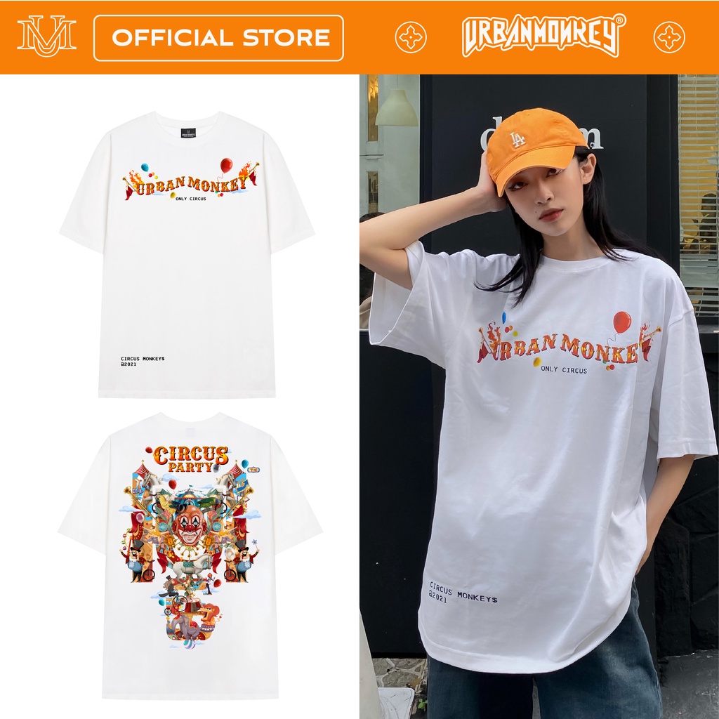 Áo Thun URBAN MONKEY CIRCUS Trắng Thun Cotton Hai Chiều