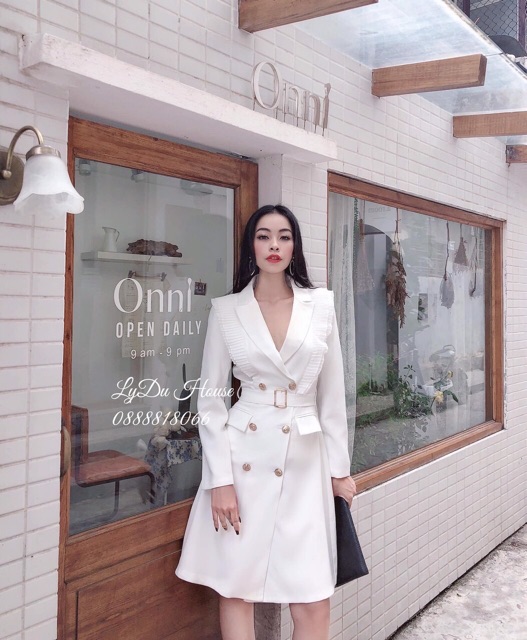 Đầm vest viền bèo dập ly (hình thật+video) | BigBuy360 - bigbuy360.vn