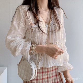 Áo sơ mi voan cổ chữ V