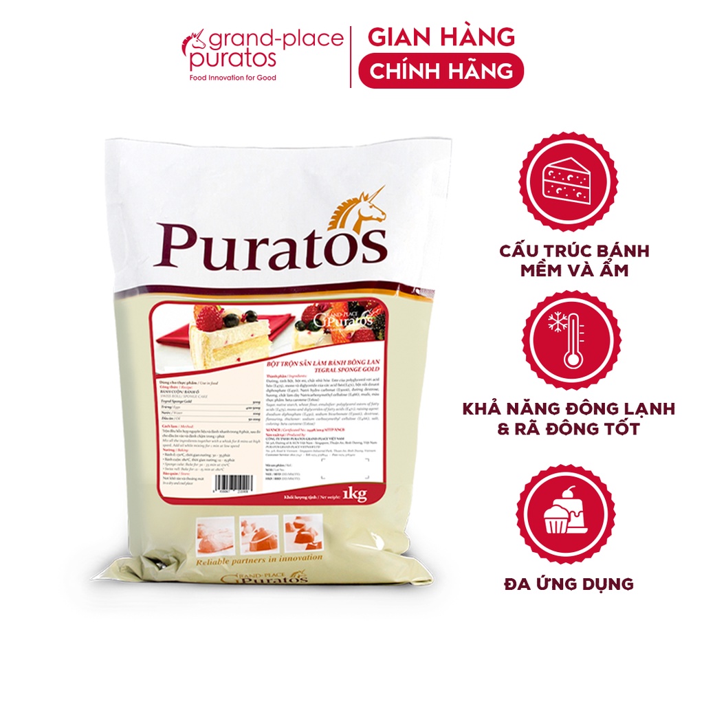 Bột Trộn Sẵn Làm Bánh Bông Lan Tegral Sponge Gold Puratos Grand-Place VN-1 Kg-4116116