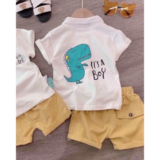 Sét áo thun cotton + quần thô bé trai