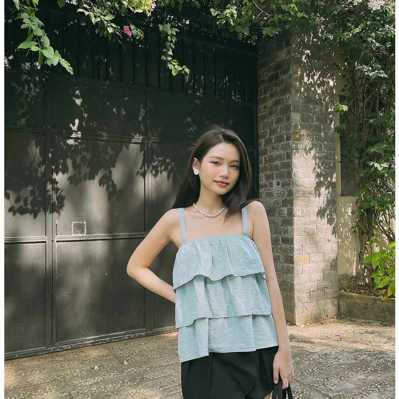 YU CHERRY | Áo hai dây nữ, ba tầng Linen Layer Cami Top YA367