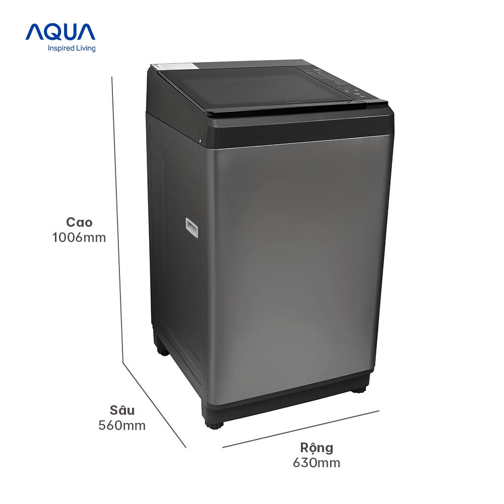 Máy giặt cửa trên 10kg Aqua AQW-S100HT.S - Hàng chính hãng - Miễn phí lắp đặt