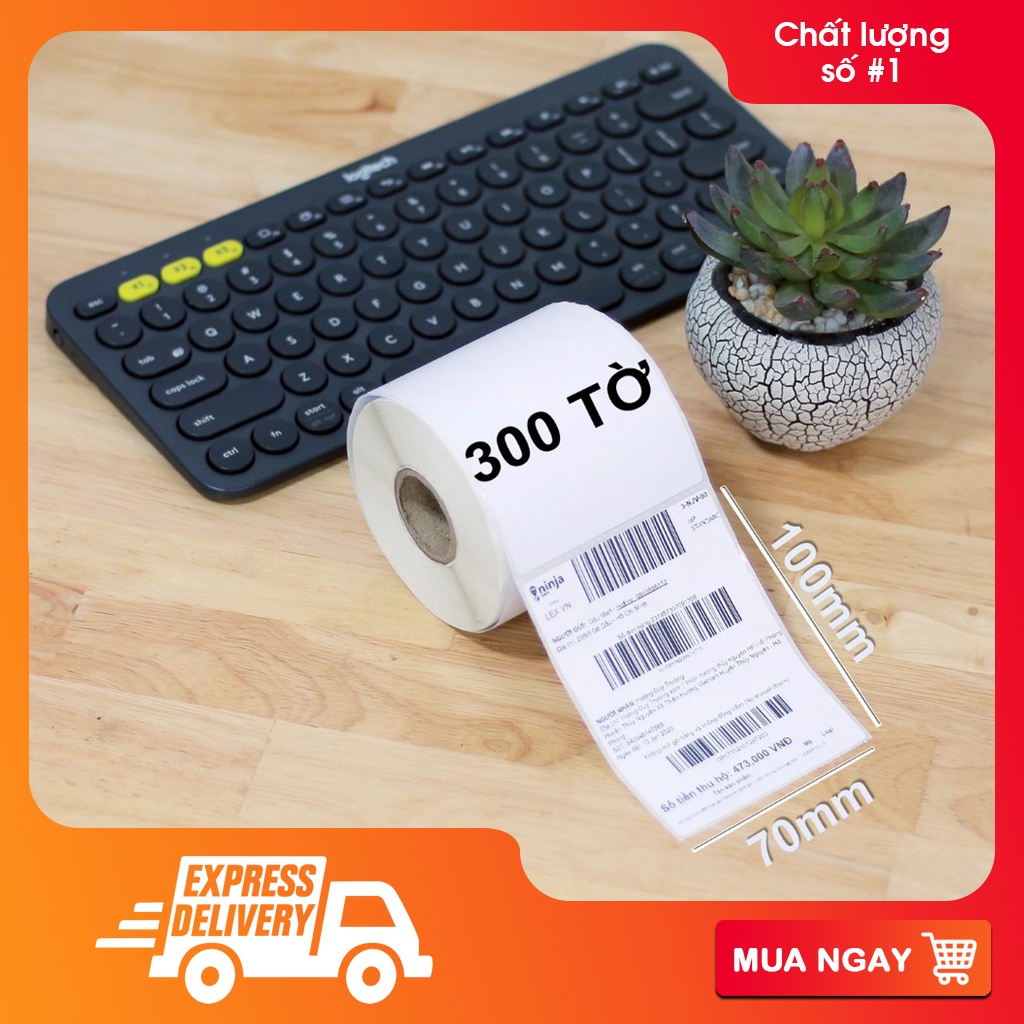 Tem decal mã vạch 70x100mm, tem in đơn Shopee 70x100, Tem nhiệt A7 7x10 cm cuộn 30m