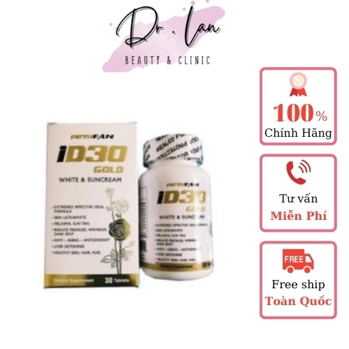 VIÊN UỐNG  ID30 GOLD WHITE SUNCREAM PETYFAN - VIÊN UỐNG TRẮNG DA CHỐNG NẮNG ID 30 Gold