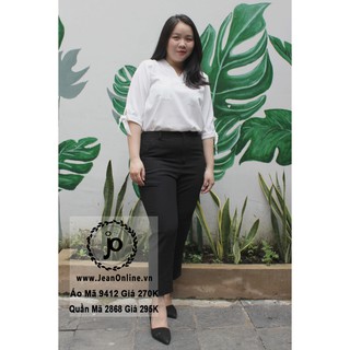 Bigsize Nữ - Sơ mi cổ V tay nơ (MS: 9412)