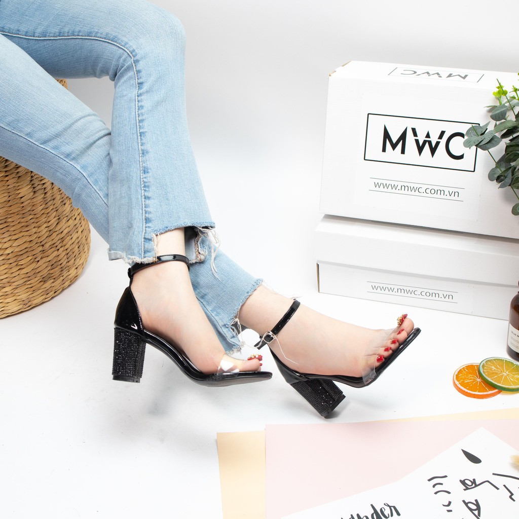 GIÀY CAO GÓT NỮ MWC - CAO GÓT QUAI TRONG GÓT VUÔNG 7CM - CAO GÓT HỞ MŨI - CAO GÓT THANH LỊCH NUCG- 3752