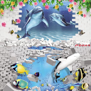 🐬Tranh dán tường 3D cá voi cho bé🐬