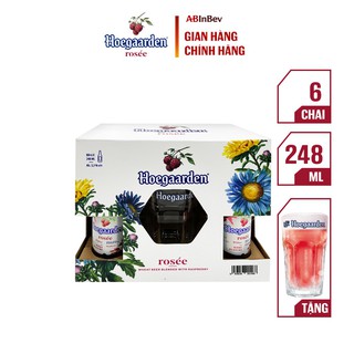 Hoegaarden Rosee chai 248ml - Pack 6 + gift box + 1 glass