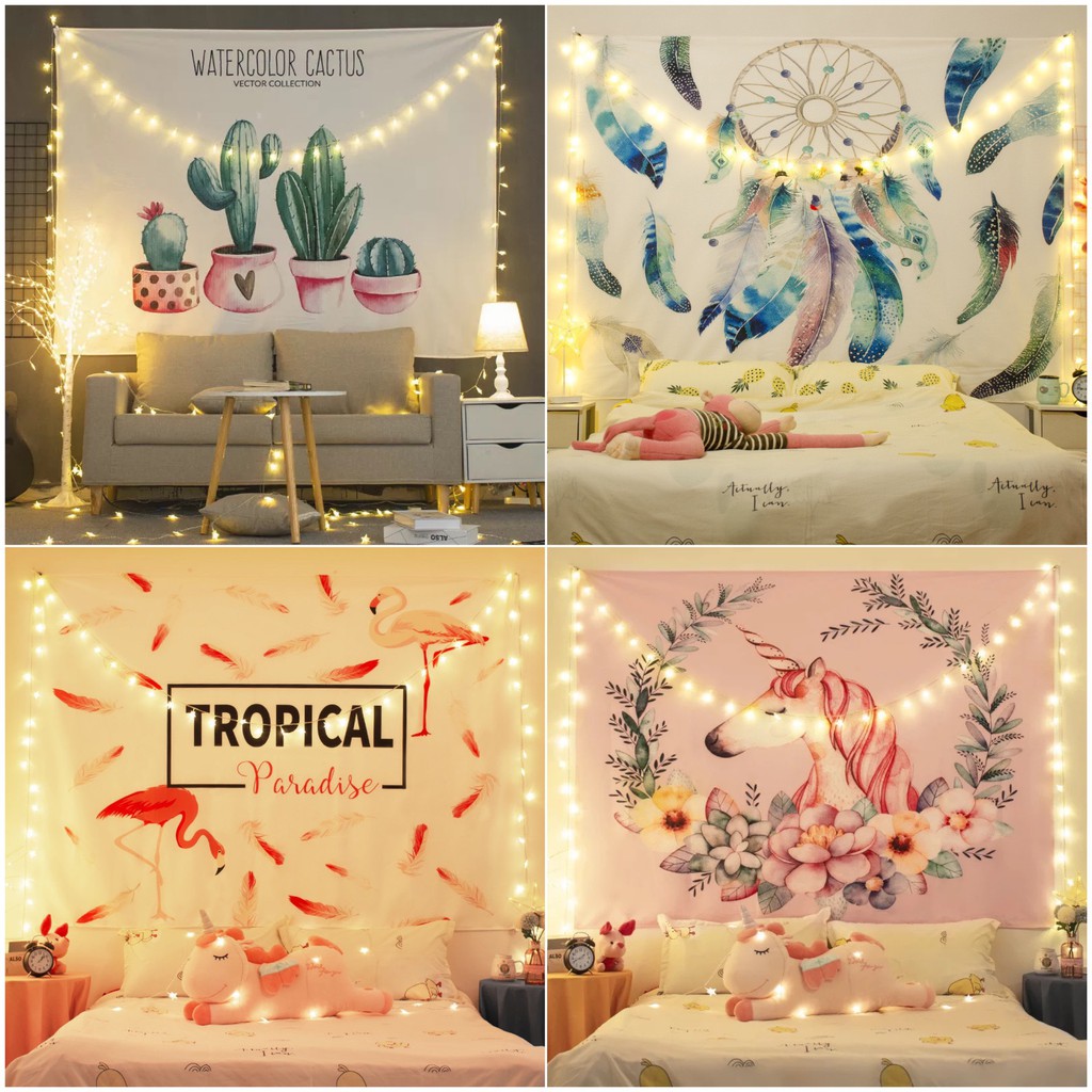 Thảm treo tường decor, tranh vải treo tường trang trí phòng ngủ hàng đẹp