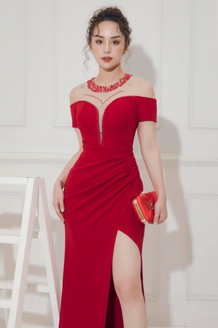 Đầm body dự tiệc ngắn phối lông kết cườm ngực TRIPBLE T DRESS