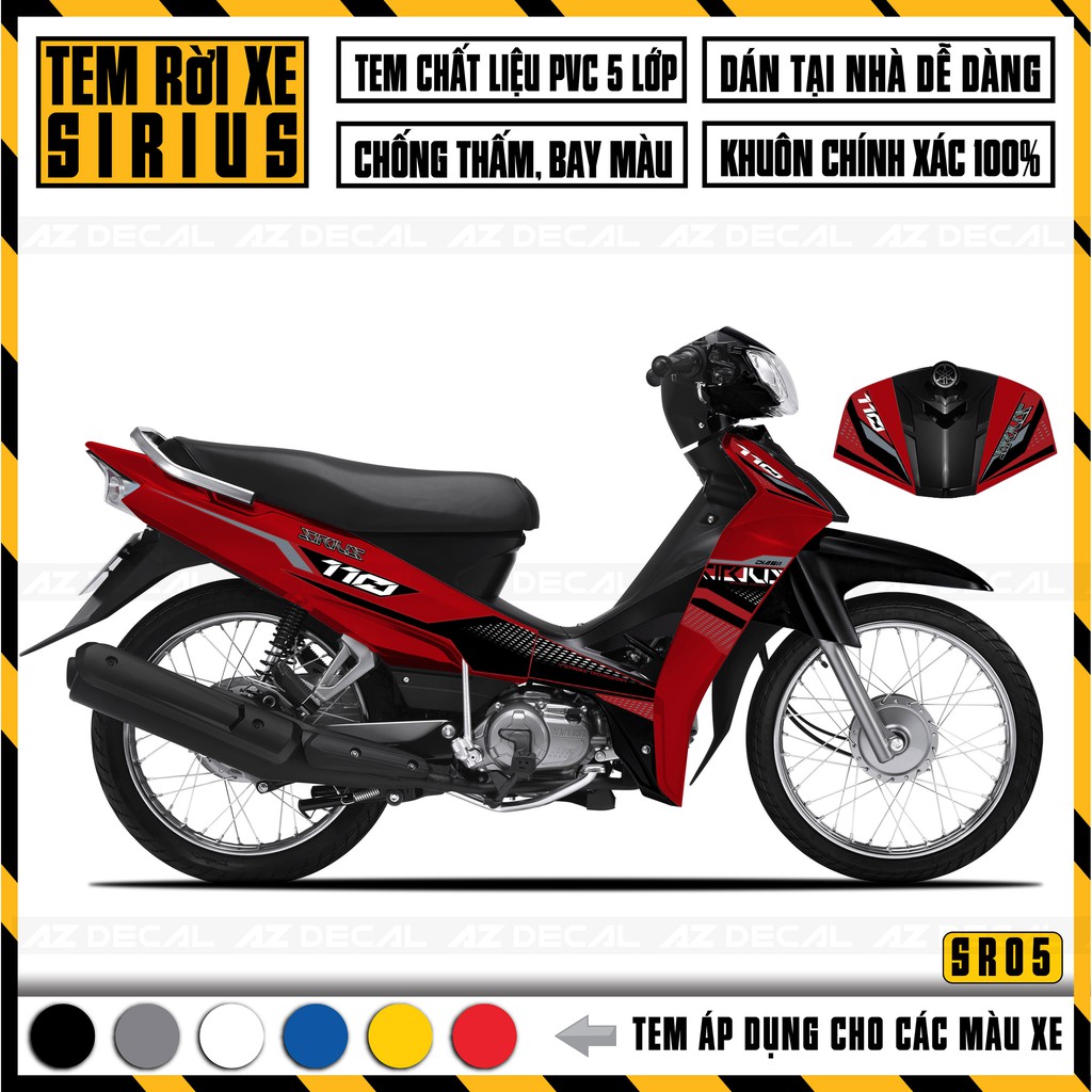 Tem Sirius RC Mẫu 110 Chế Mới Nhất | SR05 | Team Sirius Xanh Đen Cam Đen Xanh Trắng Đỏ Đen Decal Rời Dễ Dán