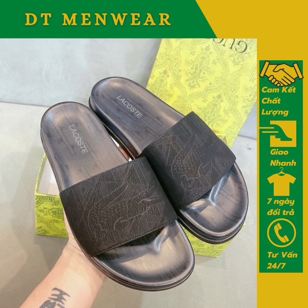 Dép Nam Quai Ngang LS . Dép LS Quai Da Đế Cao Su In Hình Cá Sấu Cao Cấp DT STORE MENWEAR