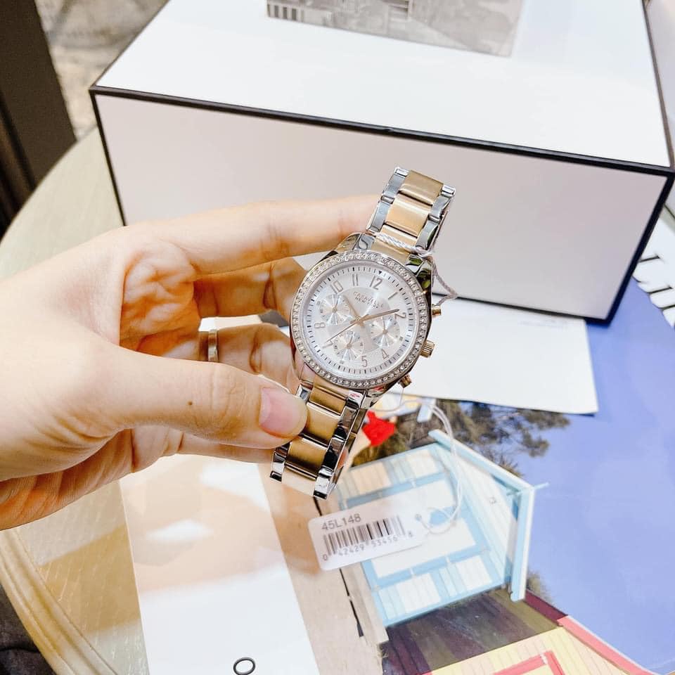 Đồng Hồ Nữ Caravelle 45L148 mặt trắng dây demi