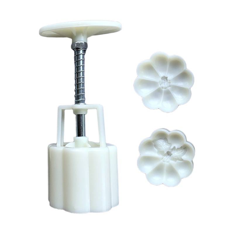 Khuôn Nhấn Tay Làm Bánh Trung Thu 65g 2 Ngăn Hình Quả Bí Ngô